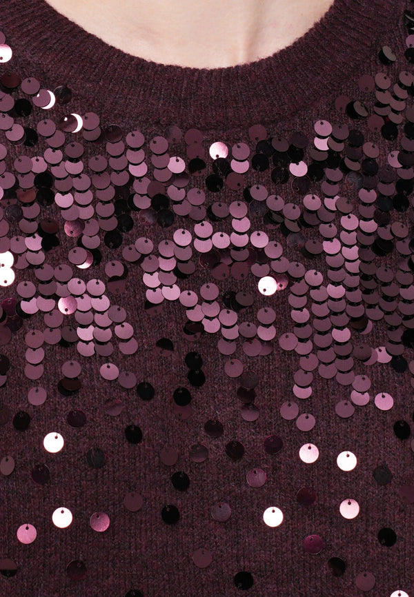 Vila Visiquin O-Neck L/S Glitter Knit Top - Fig