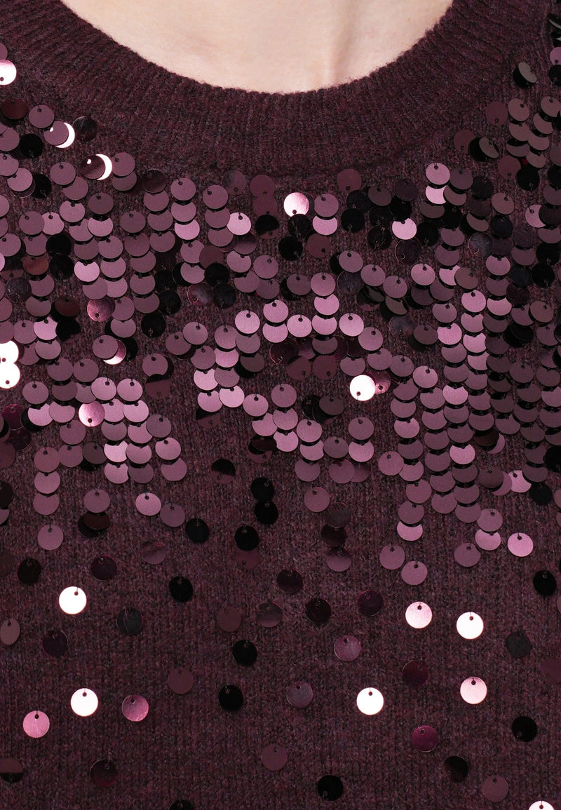 Vila Visiquin O-Neck L/S Glitter Knit Top - Fig