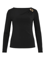 Vila Justine Boatneck L/S Top - Black