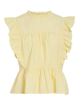 Vila Rufelle O-Neck S/L Frill Top - Pale Banana