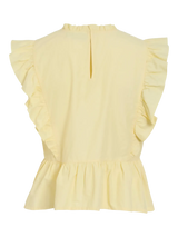 Vila Rufelle O-Neck S/L Frill Top - Pale Banana