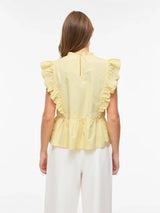 Vila Rufelle O-Neck S/L Frill Top - Pale Banana