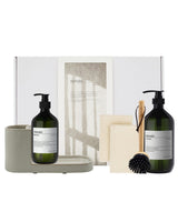 Meraki Gift box, Grey Holder + Nature Brush + Anti-Odour Hand Soap, Forest Garden Dish Wash, 490|1000 ml