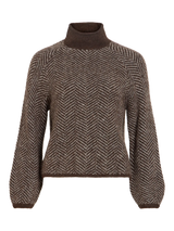 Vila Lory High Neck L/S Knit Top - Coffee Bean