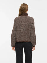 Vila Lory High Neck L/S Knit Top - Coffee Bean