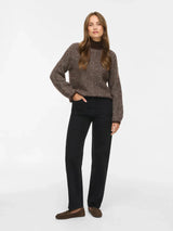 Vila Lory High Neck L/S Knit Top - Coffee Bean