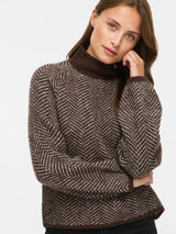Vila Lory High Neck L/S Knit Top - Coffee Bean