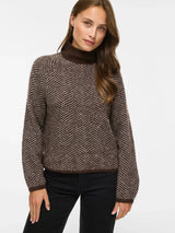 Vila Lory High Neck L/S Knit Top - Coffee Bean