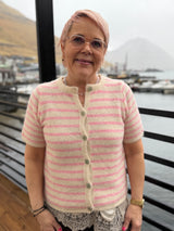 Not Sisters Striped T-shirt Cardigan - Off White/Light Pink