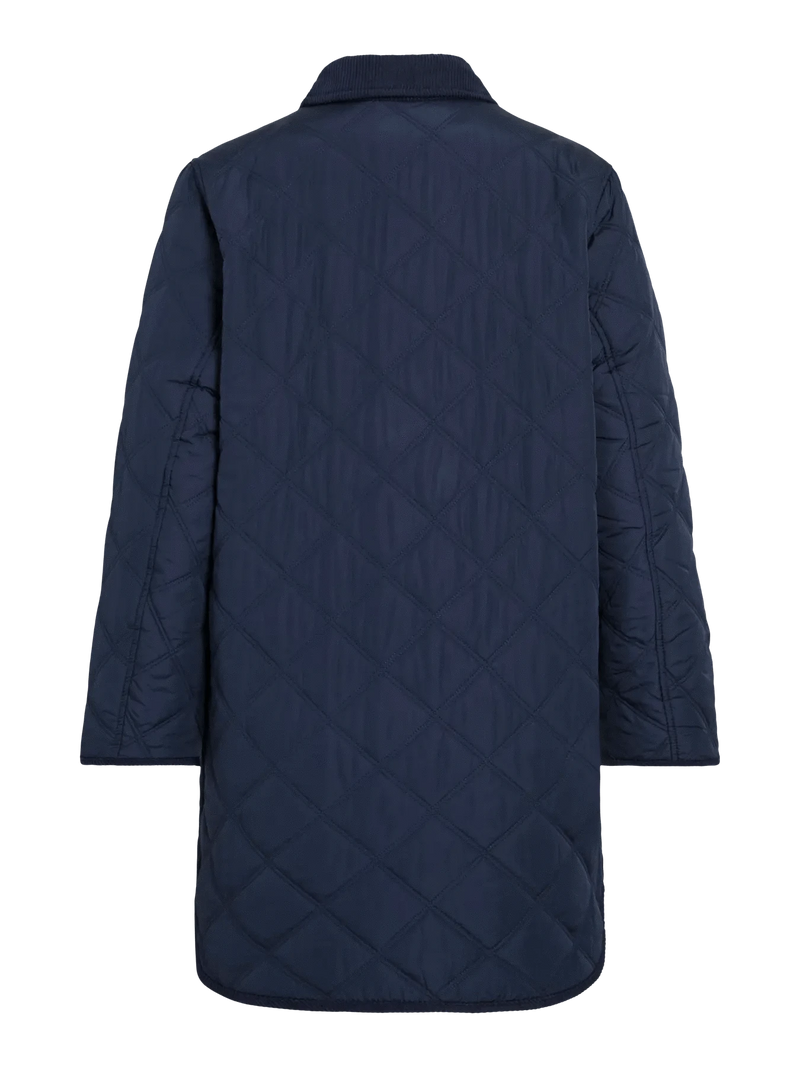 Vila Quila L/S Corduroy Quilt Long Jacket - Navy