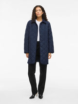 Vila Quila L/S Corduroy Quilt Long Jacket - Navy