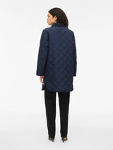 Vila Quila L/S Corduroy Quilt Long Jacket - Navy