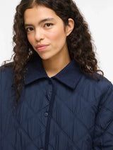 Vila Quila L/S Corduroy Quilt Long Jacket - Navy