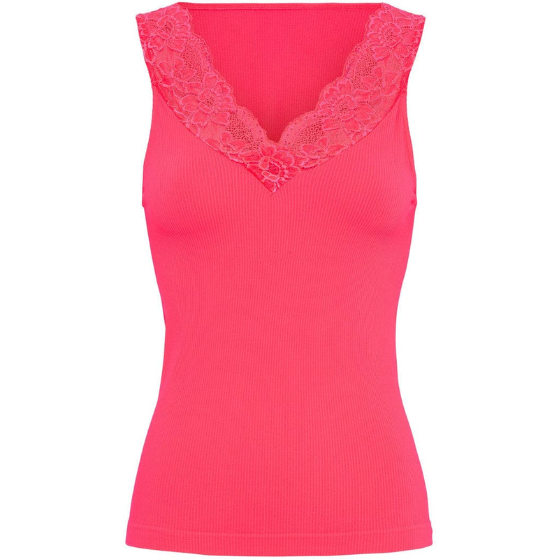 Tim & Simonsen Belen Rib V-Lace Top - Scarlatto