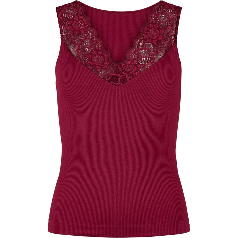 Tim & Simonsen Belen Rib V-Lace Top - Bordo