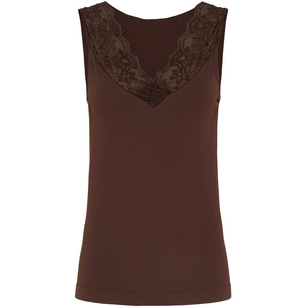 Tim & Simonsen Belen Rib V-Lace Top - Cioccolato