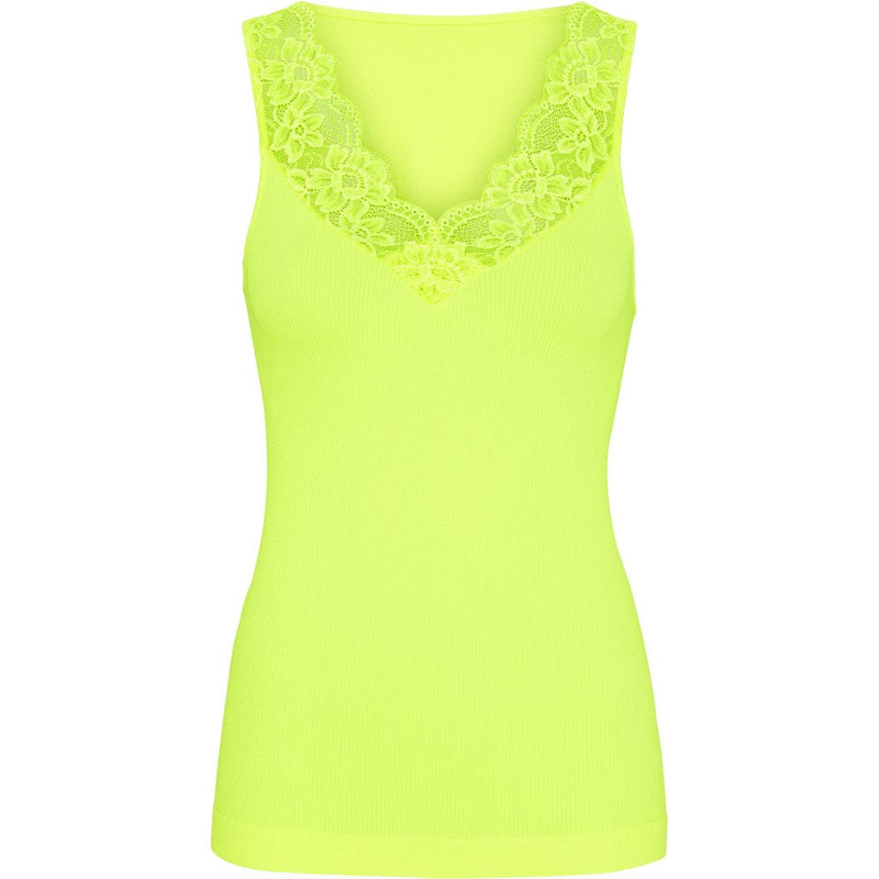 Tim & Simonsen Belen Rib V-Lace Top - Giallo Fluo