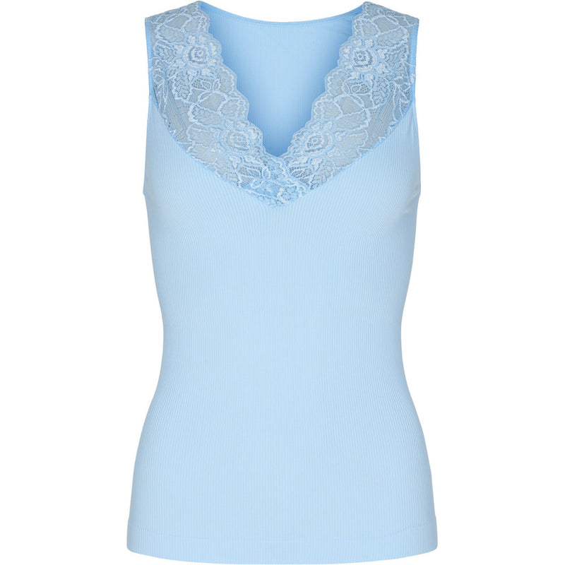 Tim & Simonsen Belen Rib V-Lace Top - Azzurro