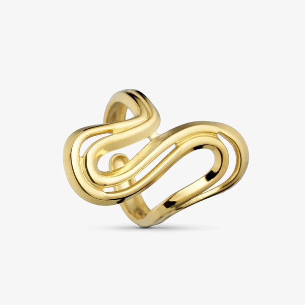 Wolff Jewelry Big Wavy Ring - 18 karat guldbelagt