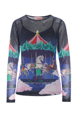 Hunkøn Calista Mesh Blouse - Fairground Art Print