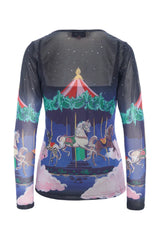 Hunkøn Calista Mesh Blouse - Fairground Art Print