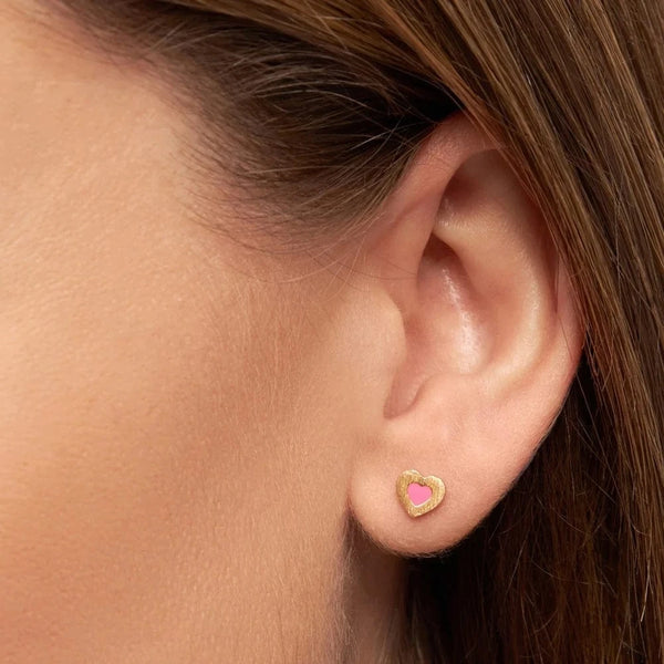 Lulu Color Heart Earring 1 pcs - Pink