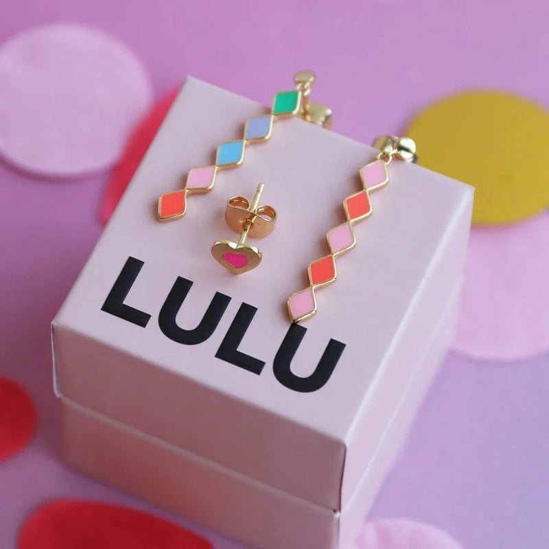Lulu Color Heart Earring 1 pcs - Pink