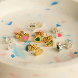 Lulu Color Heart Earring 1 pcs - Pink