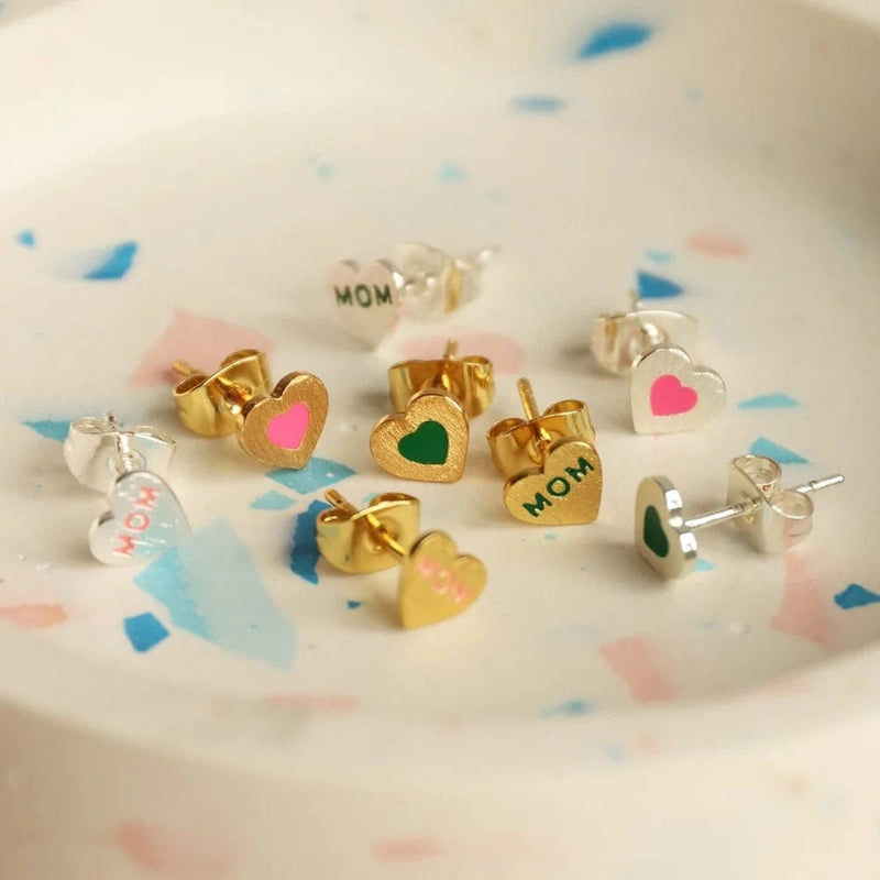 Lulu Color Heart Earring 1 pcs - Pink