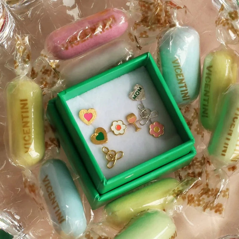 Lulu Color Heart Earring 1 pcs - Pink