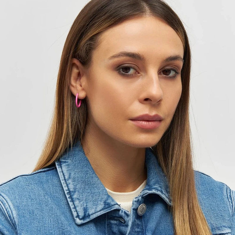 Lulu Color Hoops Medium Pair - Pink