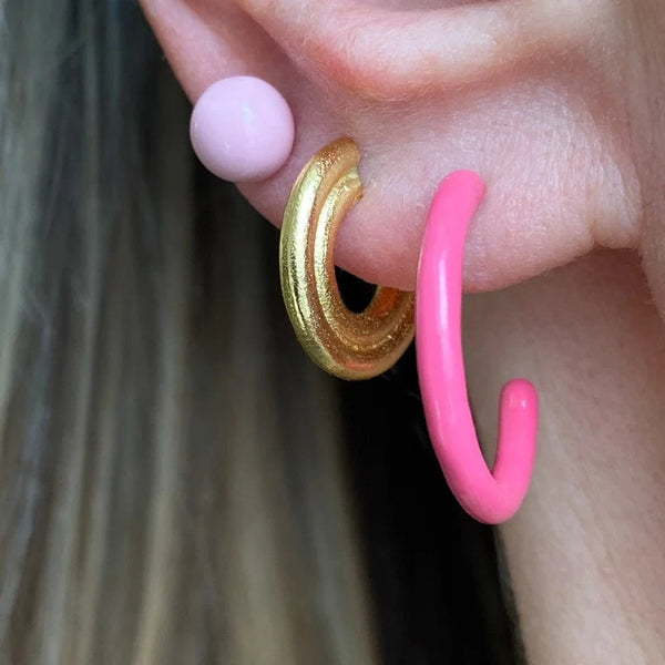 Lulu Color Hoops Medium Pair - Pink