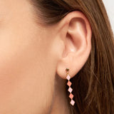 Lulu Confetti Long Earring 1 Pcs - Orange Coral/Light Pink