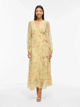 Vila Edee L/S Ankle Weap Dress - Yellow