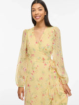Vila Edee L/S Ankle Weap Dress - Yellow