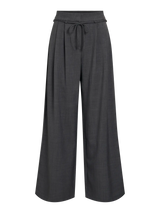 Vila Lioa HW Tie Belt Pants - Medium Grey Melange