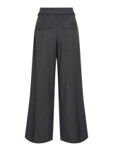 Vila Lioa HW Tie Belt Pants - Medium Grey Melange