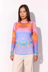 Hunkøn Devon Mesh Blouse - Horizon Art Print