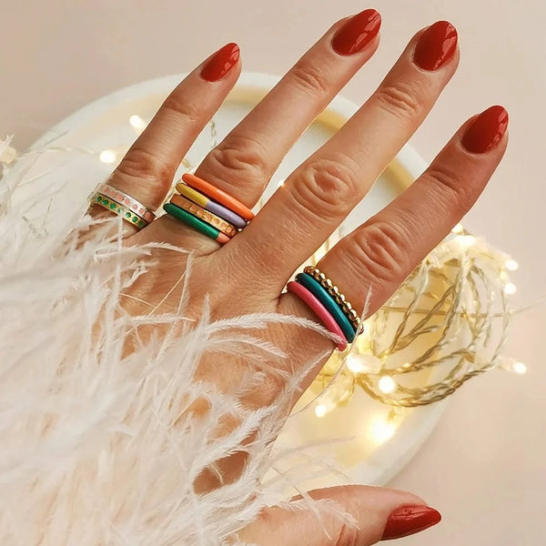 Lulu Double Color Ring - Pale Yellow/Purple