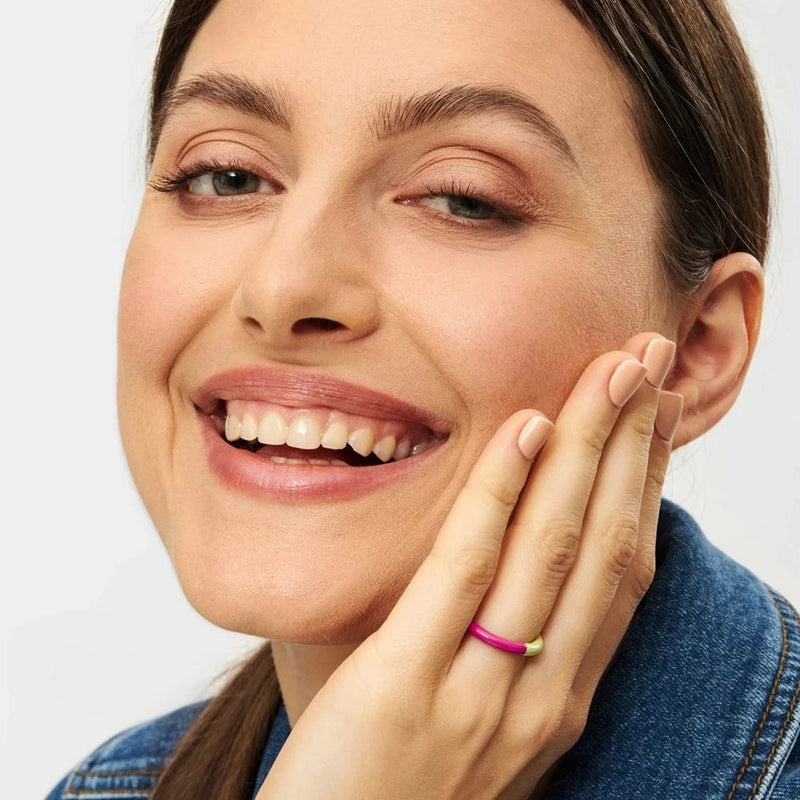 Lulu Double Color Ring - Plum/silk Light Green