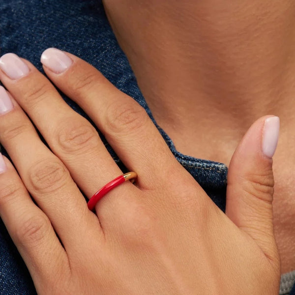 Lulu Double Color Ring - Gold/Passion