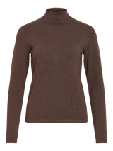 Vila Mala Rollneck L/S Knit Top - Coffee Bean
