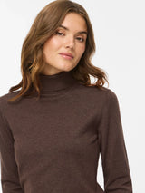 Vila Mala Rollneck L/S Knit Top - Coffee Bean