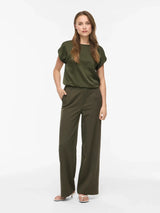 Vila Varone HW Wide Pant - Forest Night
