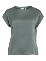 Vila Ellette satin top - Balsam Green