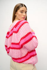 Noella Vera Knit Cardigan - Berry Red Pink