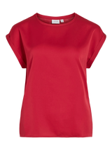 Vila Ellette satin top - Jester Red