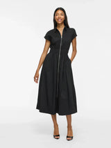 Vila Onelly Shirt Collar Midi Dress - Black