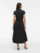 Vila Onelly Shirt Collar Midi Dress - Black
