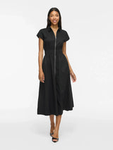 Vila Onelly Shirt Collar Midi Dress - Black